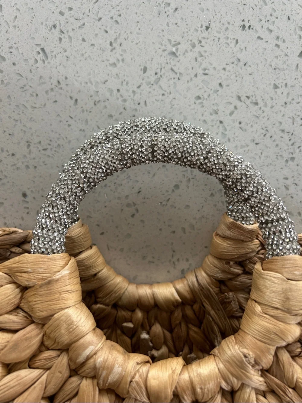 Target Natural Straw Tote with Silver Glitter Handle - Picture 3 of 4